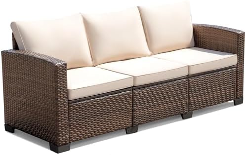 Devoko Patio Sofa, Wicker Outdoor Couch 3 Seater by DEVOKO