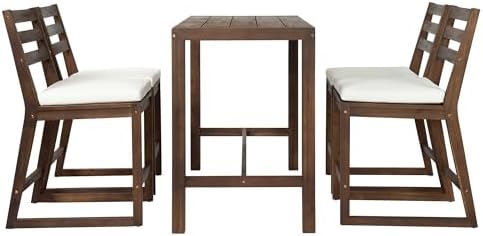 5-Pcs Outdoor Bar Table and Chair Set of 4, Rustic Patio Counter Height Bar - Image 6