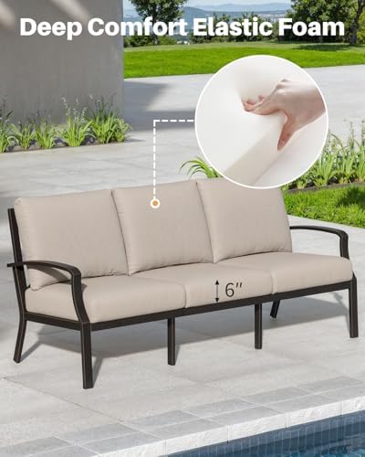 4-Piece Patio Sofa Set, Never-Rust Aluminum Patio Conversation Set - Image 5