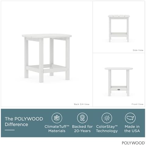 POLYWOOD SBT18WH South Beach 18" Outdoor Side Table - Image 3