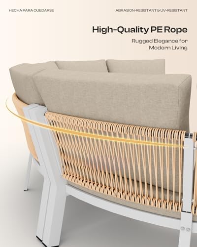 Luxury Patio Furniture Set for 8 People, 6-Piece Curved Patio Conversation Sets - Image 3