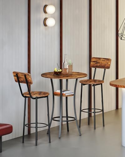Round Bar Table, 2-Tier High Top & Counter Height Dining Table, - Image 2