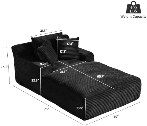 76" Oversized Chaise Lounge Chair Indoor - Image 2