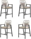 PHI VILLA Outdoor Bar Stools Set of 4, Rattan High Top Patio Chairs by PHIVILLA