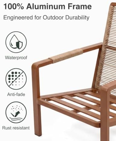 3 Piece Aluminum Patio Bistro Set Outdoor 2 Chairs Side Table - Image 6