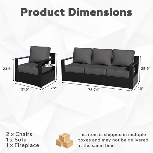 Outdoor Aluminum Furniture Set, 4-Piece Patio Conversation Set, 2 Chairs - Image 2