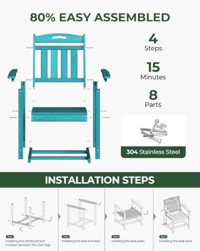 HDPE Outdoor Patio Dining Chairs - Image 6