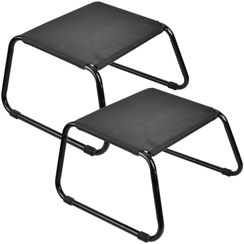 Outdoor Ottomans, Patio Foot Rest Portable Side Table Solid Steel Frame Small by Deugold