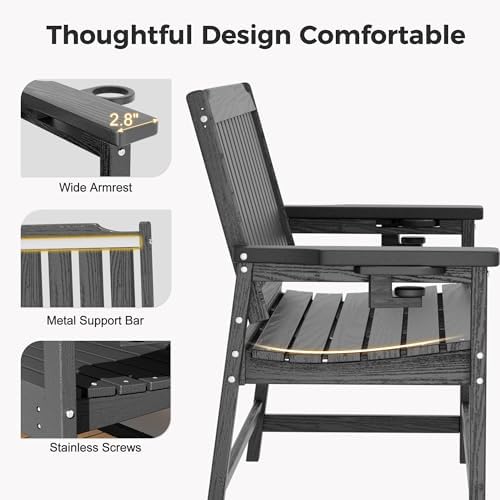 48" Outdoor Bench Set of 2, HDPE Weatherproof Porch Bench, 2-Person Garden - Image 6