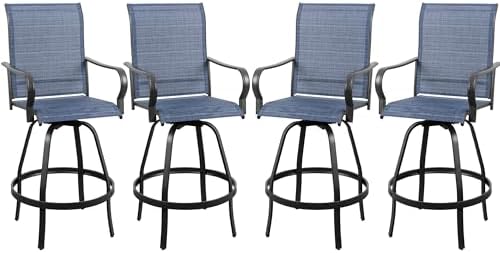 Vongrasig 4 Piece Patio Swivel Bar Chairs, All Weather Metal Textile High by Vongrasig