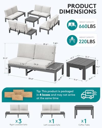SERWALL HDPE Patio Furniture Set, 8 Seats Outdoor Sectional - Image 4