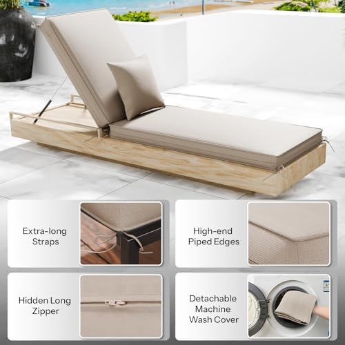 Chaise Lounge Cushions Outdoor Set of 2, Water Fade Resistant - Image 4
