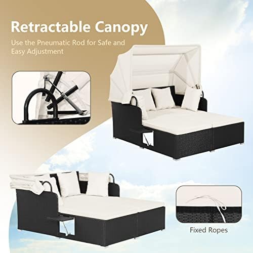COSTWAY Outdoor Daybed with Retractable Canopy - Image 3