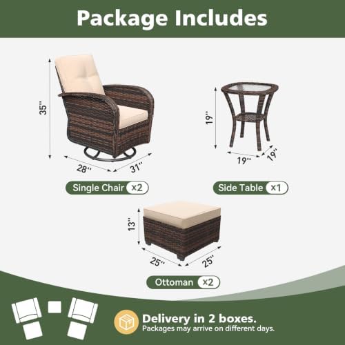 Aoxun 5 Piece Outdoor Patio Furniture Set - Image 2