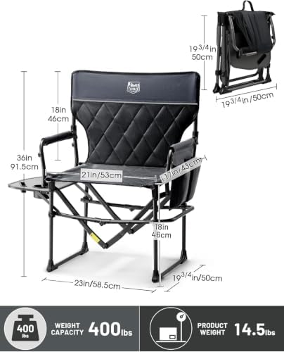 TIMBER RIDGE 400lbs Heavy Duty Camping Chair Portable Directors Chair - Image 3