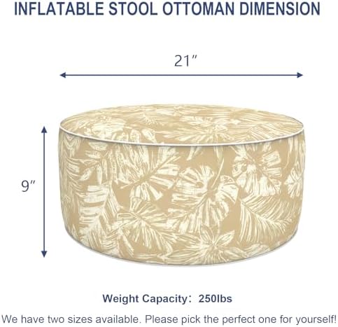 Outdoor Patio Inflatable Ottoman, 21x9 Inch Portable Stool Ottoman - Image 2