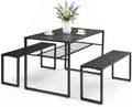 49" Metal Patio Dining Set w/ Umbrella Hole, Storage Shelf by Outvita