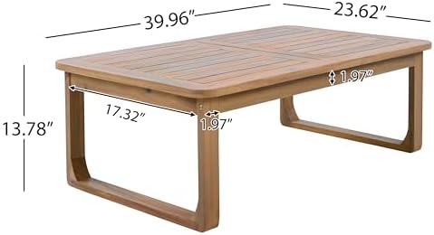Merax Outdoor Acacia Wood Coffee Table, Durable Weather Resistant, Modern - Image 2