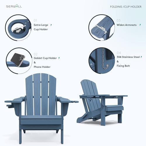 SERWALL Outdoor Adirondack Chair Set of 2 - Image 4