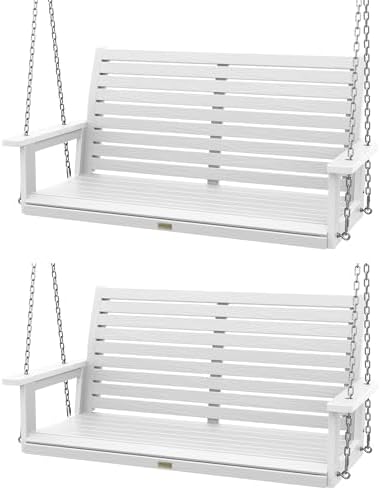 YEFU 48in/4FT 2 Seater Hanging Porch Swing Set of 2- White by YEFU