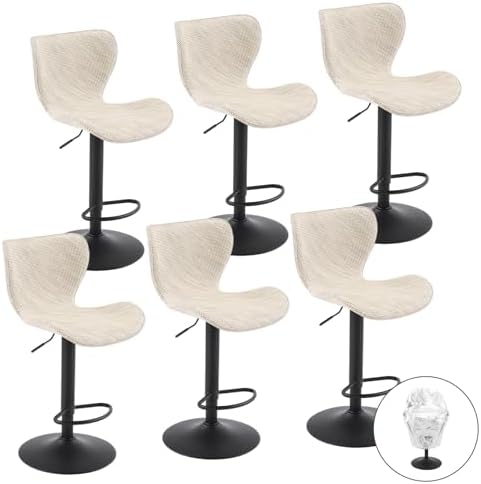 Furnimart Adjustable Outdoor Bar Stools Set of 6, All-Weather Textilene Swivel by FurnimartFurniture