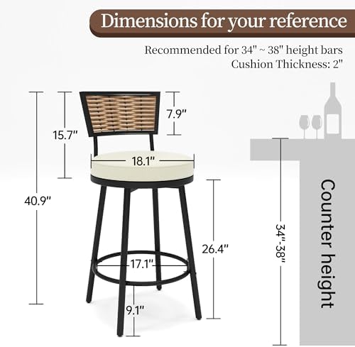 Patio Swivel Bar Stools Set of 4, Outdoor Bar Height Chairs - Image 2
