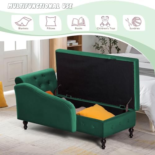 Velvet Chaise Lounge w/Right Armrest & Storage Space - Image 6