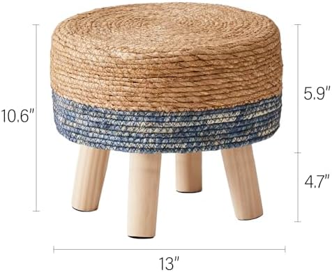 Cpintltr Foot Stool Natural Seagrass Hand Weave Poufs Round Ottoman - Image 3