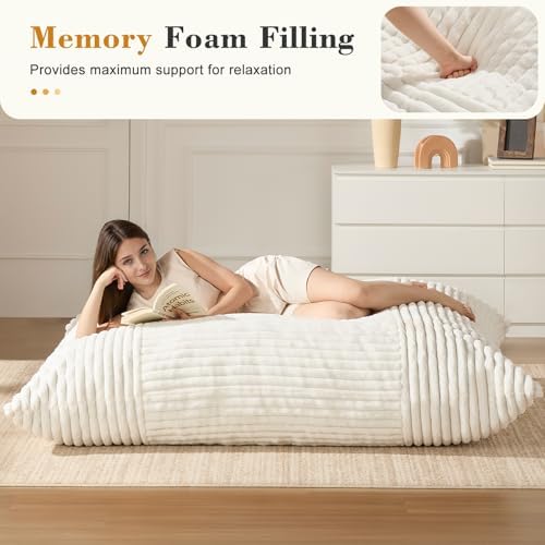 3-in-1 Giant Bean Bag Chair for Adults & Kids, Convertible Floor Sofa to - Image 2