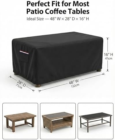 Waterproof Rectangular Patio Coffee Table Cover, 600D Heavy Duty Outdoor - Image 3
