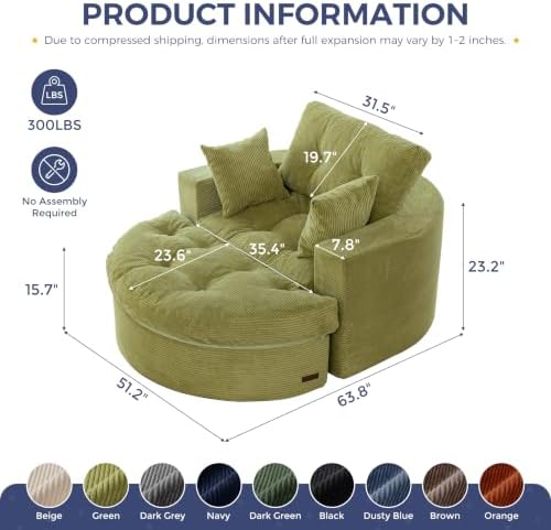 MAXYOYO Oversized Round Chaise Lounge Sofa, Boneless Chair - Image 2