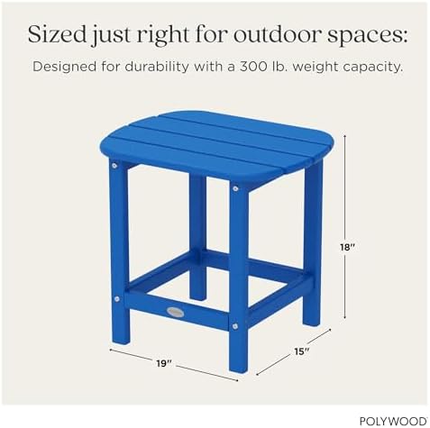 POLYWOOD SBT18PB South Beach 18" Outdoor Side Table, Pacific Blue - Image 3