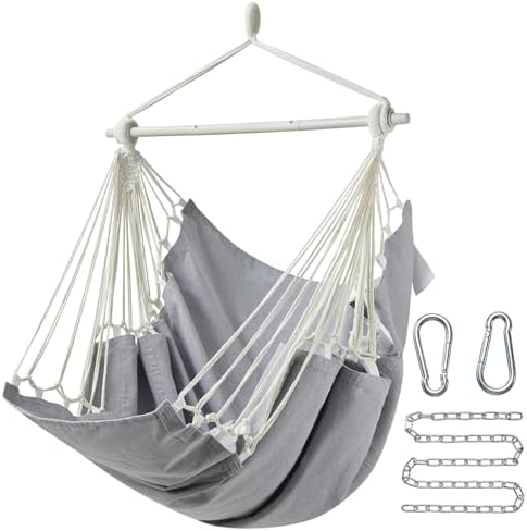 XL Hammock Chair with Footrest, Steel Spreader Bar, 500 lb Capacity by CHULIM