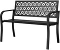 Outdoor Bench Garden Bench, Iron Metal Frame Outdoor Benches Weatherproof by Xalvora