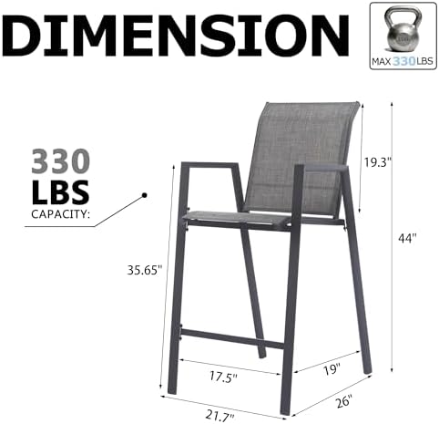 Outdoor Bar Stools Set of 6, Stackable Patio Bar Chairs, Bistro Chairs - Image 2