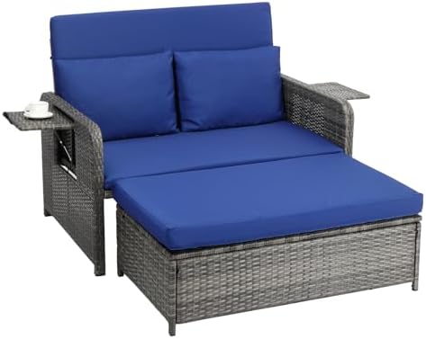 VINGLI Patio Daybed, Wicker Outdoor Daybed by VINGLI