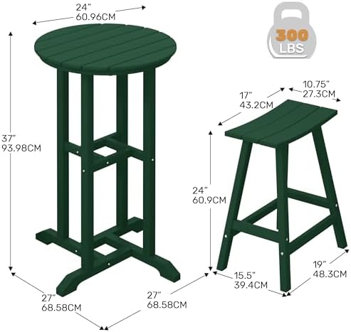 Outdoor Bar Table, Patio Bar Table 3-Pieces Set Bistro Dining Table Pub Table - Image 2