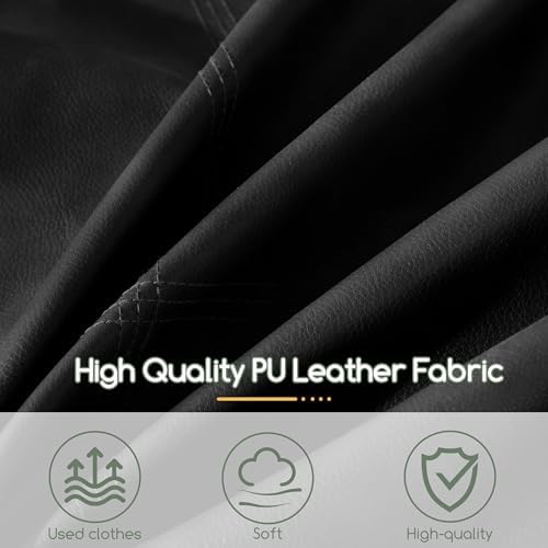 HIGOGOGO Square Stuffed Pouf Ottoman, Pu Leather Poufs - Image 4