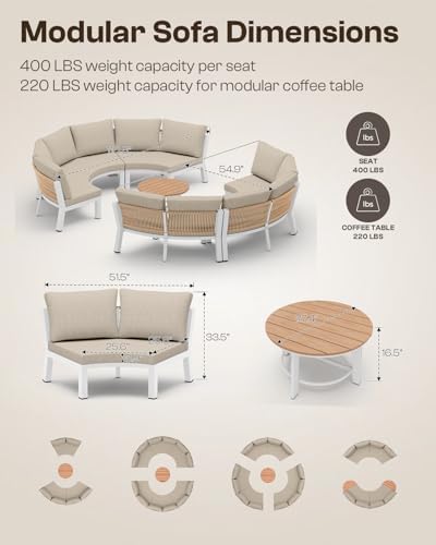 Luxury Patio Furniture Set for 8 People, 6-Piece Curved Patio Conversation Sets - Image 5