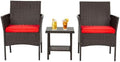 FDW 3-Piece Patio Furniture Set | Brown & Red | Outdoor Wicker Furniture by FDW