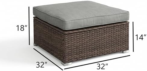COSIEST 2 Piece All Weather Wicker Outdoor Ottoman Set, Patio Footstools - Image 3