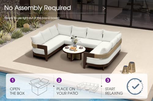 PURPLE LEAF Patio Furniture Set 9 Pieces U-Shaped Sectional Sofa - Image 4