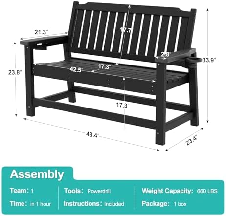 HDPE Outdoor Bench for Porch - Image 3