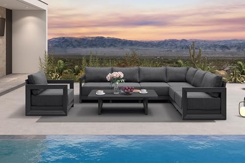 PURPLE LEAF Patio Furniture Set 8 Pcs Outdoor Sectional Sofa w/Table - Image 2