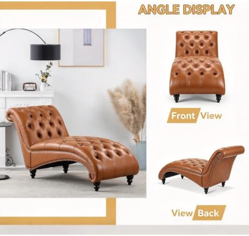 62.8" Faux Leather Chaise Lounge Indoor - Image 6