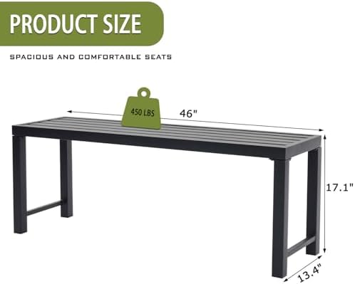 Outdoor Metal Backless Bench Weatherproof Patio Bench - Image 2