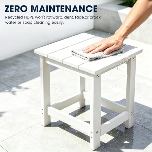 Patio Side Table, Heavy Duty HDPE Outdoor End Table - Image 5