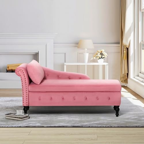 Velvet Chaise Lounge w/Left Armrest & Storage Space - Image 6