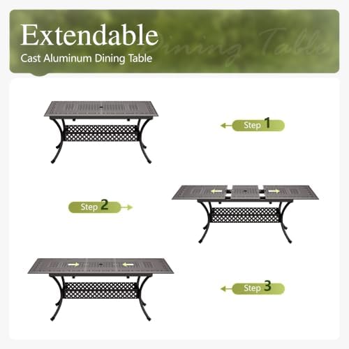 Sophia & William Extendable Outdoor Dining Table Cast Aluminium Patio Table - Image 4