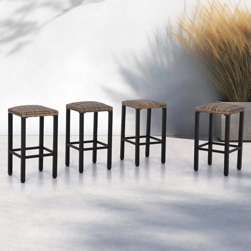 PHI VILLA Outdoor Bar Stools Set of 4, 26”Counter Height - Image 6